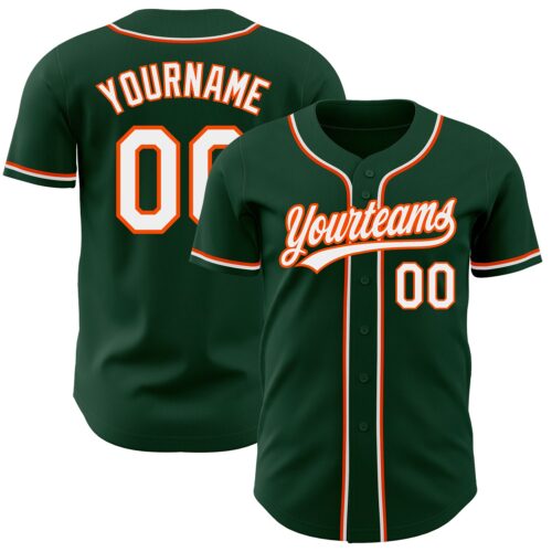 Green0197 Custom Green White-Orange Authentic Baseball Jersey