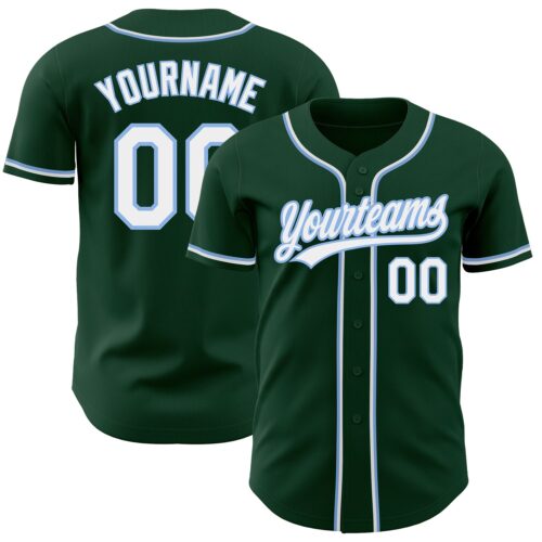 Green0204 Custom Green White-Light Blue Authentic Baseball Jersey
