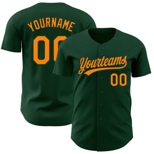 Green0208 Custom Green Bay Orange Authentic Baseball Jersey
