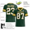 Custom Green White-Gold Authentic Football Jersey