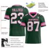 Custom Green White-Pink Authentic Football Jersey