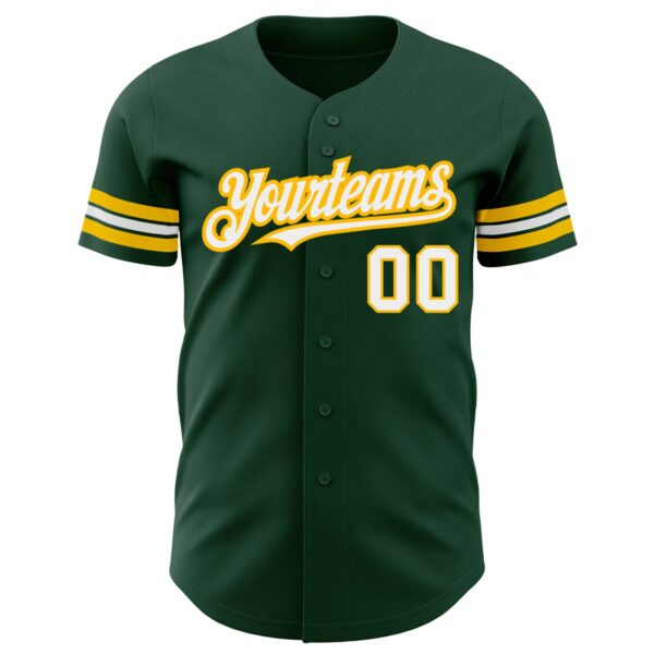Custom Green White-Gold Authentic Baseball Jersey
