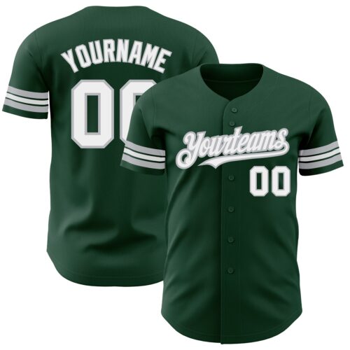 Green0263 Custom Green White-Gray Authentic Baseball Jersey