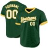 Custom Green White-Gold Authentic Throwback Baseball Jersey