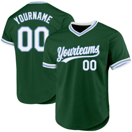 Green0272 Custom Green White-Light Blue Authentic Throwback Baseball Jersey