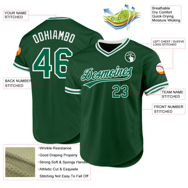 Custom Green Kelly Green-White Authentic Throwback Baseball Jersey