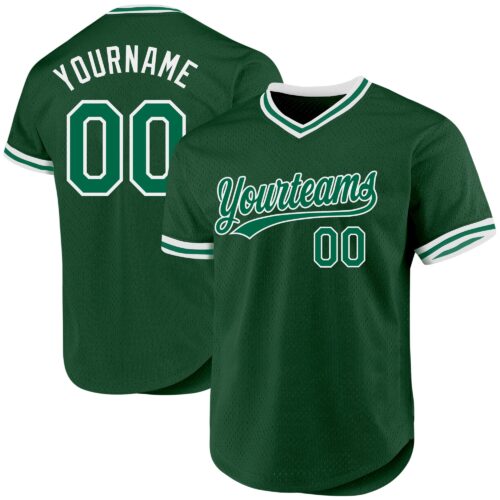Green0274 Custom Green Kelly Green-White Authentic Throwback Baseball Jersey