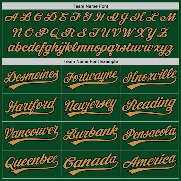 Custom Green Black-Old Gold Authentic Throwback Baseball Jersey