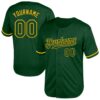 Custom Green Gold Mesh Authentic Throwback Baseball Jersey