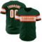 Custom Green White-Orange Authentic Baseball Jersey