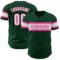 Custom Green White-Pink Authentic Baseball Jersey