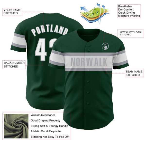 Custom Green White-Gray Authentic Baseball Jersey