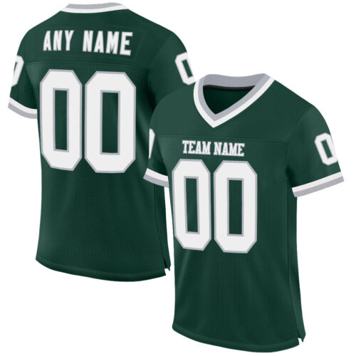 Green0328 Custom Green White-Gray Mesh Authentic Throwback Football Jersey