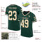Green0330-1 Custom Green Cream-Black Mesh Authentic Throwback Football Jersey