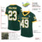 Green0333-1 Custom Green White-Gold Mesh Authentic Throwback Football Jersey