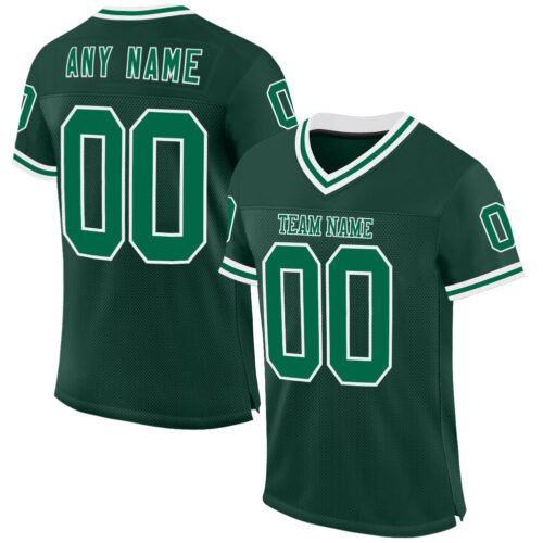 Green0335 Custom Green Kelly Green-White Mesh Authentic Throwback Football Jersey