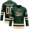 Green0359 Custom Green Cream-Black Hockey Lace Neck Jersey