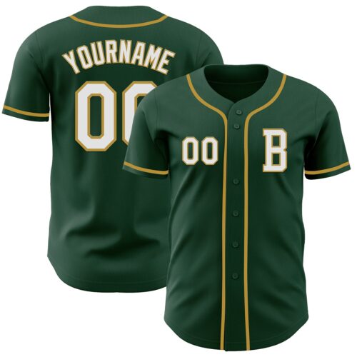 Green0389_2dde230d-5005-4691-bfce-28314f00abf9 Custom Green White-Old Gold Authentic Baseball Jersey