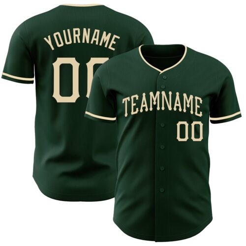 Green0425 Custom Green Cream Authentic Baseball Jersey