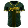 Custom Green Gold Authentic Baseball Jersey