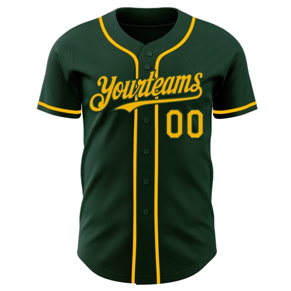 Custom Green Gold Authentic Baseball Jersey