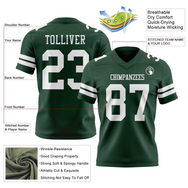 Custom Green White Authentic Football Jersey