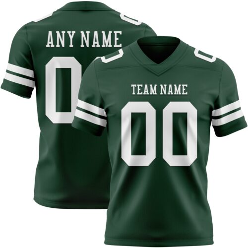 Green0429 Custom Green White Authentic Football Jersey