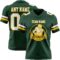 Green0435-1 Custom Green White-Gold Authentic Football Jersey