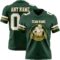 Green0436-1 Custom Green White-Old Gold Authentic Football Jersey