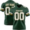 Green0436 Custom Green White-Old Gold Authentic Football Jersey