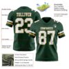 Custom Green White-Old Gold Authentic Football Jersey