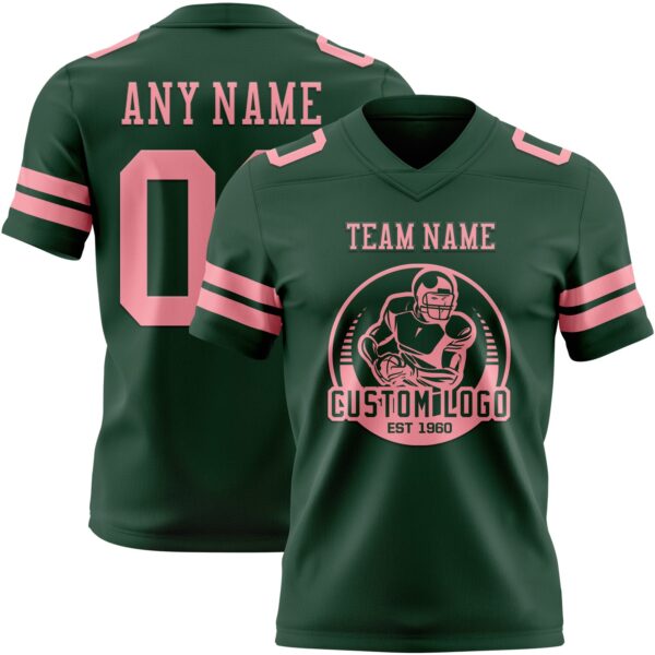 Custom Green Medium Pink Authentic Football Jersey