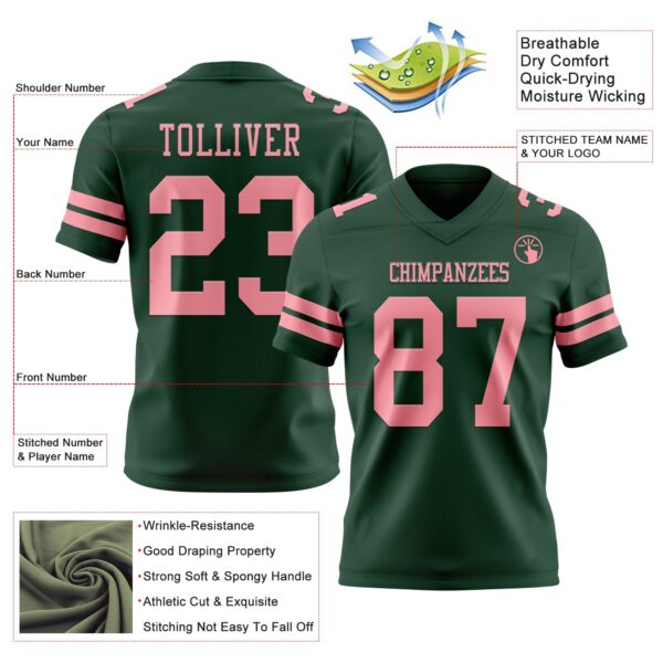 Custom Green Medium Pink Authentic Football Jersey