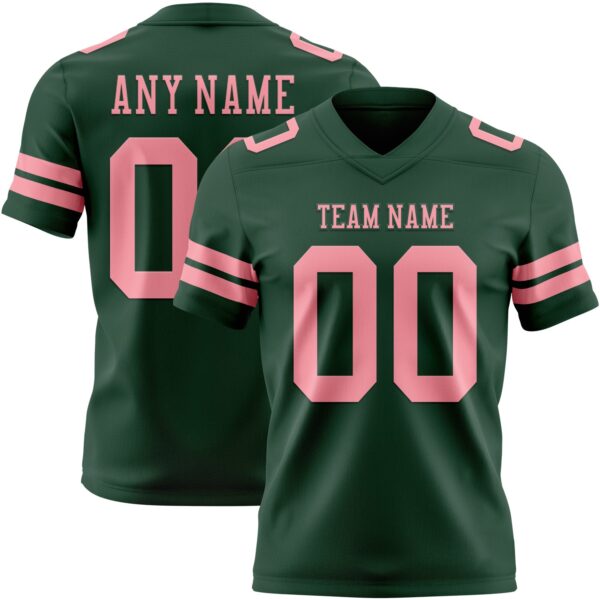 Custom Green Medium Pink Authentic Football Jersey