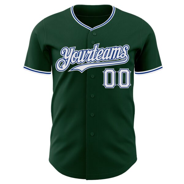 Custom Green White-Royal Authentic Baseball Jersey