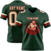 Custom Green Cream-Red Authentic Football Jersey