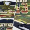 Custom Camo Vintage USA Flag Cream-Black Salute To Service Hockey Lace Neck Jersey