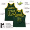 Custom Hunter Green Green-Gold Authentic Throwback Basketball Jersey
