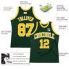 Custom Hunter Green Gold-White Authentic Throwback Basketball Jersey