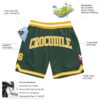 Custom Hunter Green Gold-White Authentic Throwback Basketball Shorts
