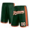 Custom Hunter Green White-Orange Authentic Basketball Shorts