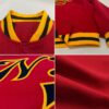 Custom Red Black-Gold Bomber Full-Snap Varsity Letterman Jacket