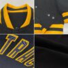 Custom Black Black-Gold Bomber Full-Snap Varsity Letterman Jacket