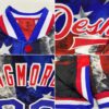 Custom White Royal-Red American Flag Fashion 3D Bomber Full-Snap Varsity Letterman Jacket
