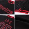 Custom Black Black-Red Bomber Full-Snap Varsity Letterman Jacket