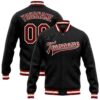 Custom Black Maroon-Cream Bomber Full-Snap Varsity Letterman Jacket