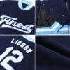 Custom Navy White-Light Blue Bomber Full-Snap Varsity Letterman Jacket