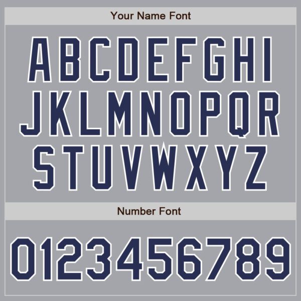 Custom Gray Navy-White Bomber Full-Snap Varsity Letterman Jacket