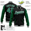 Custom Black Kelly Green-White Bomber Full-Snap Varsity Letterman Two Tone Jacket