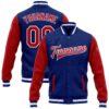 Custom Royal Red-White Bomber Full-Snap Varsity Letterman Two Tone Jacket